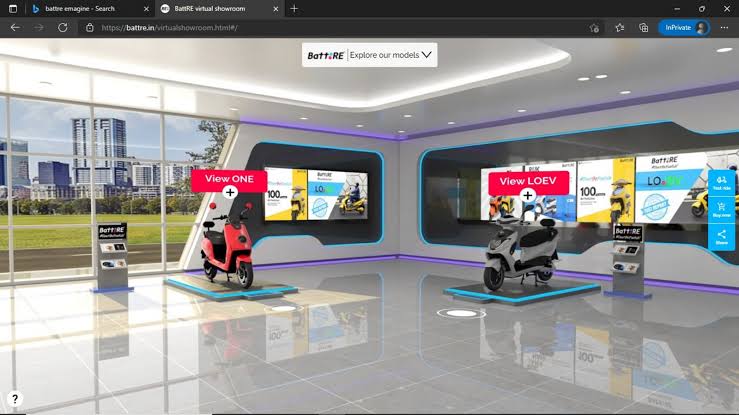 సెల్ ఫోన్ తెరపై BattRE virtual showroom