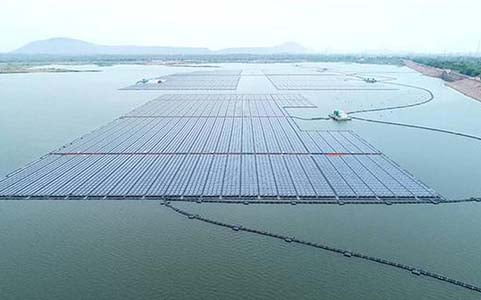 దేశంలో అతిపెద్ద తేలియాడే సోలార్ ప్లాంట్ largest floating solar power plant